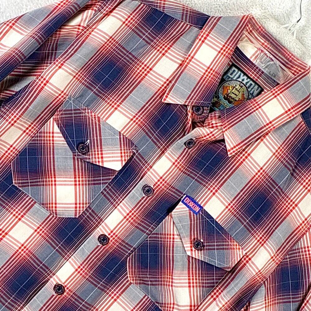 Dixxon Flannel Company The Coral Sea Shirt Mens M Blue Red Plaid Bamboo Blend